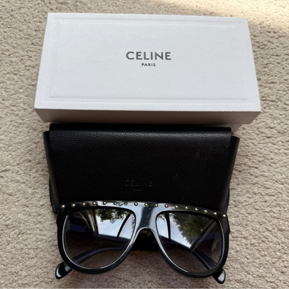 Celine CL40011S 40011 01B Sunglasses Authentic 58 mm Studded Black Gradient Nice - Picture 5 of 16